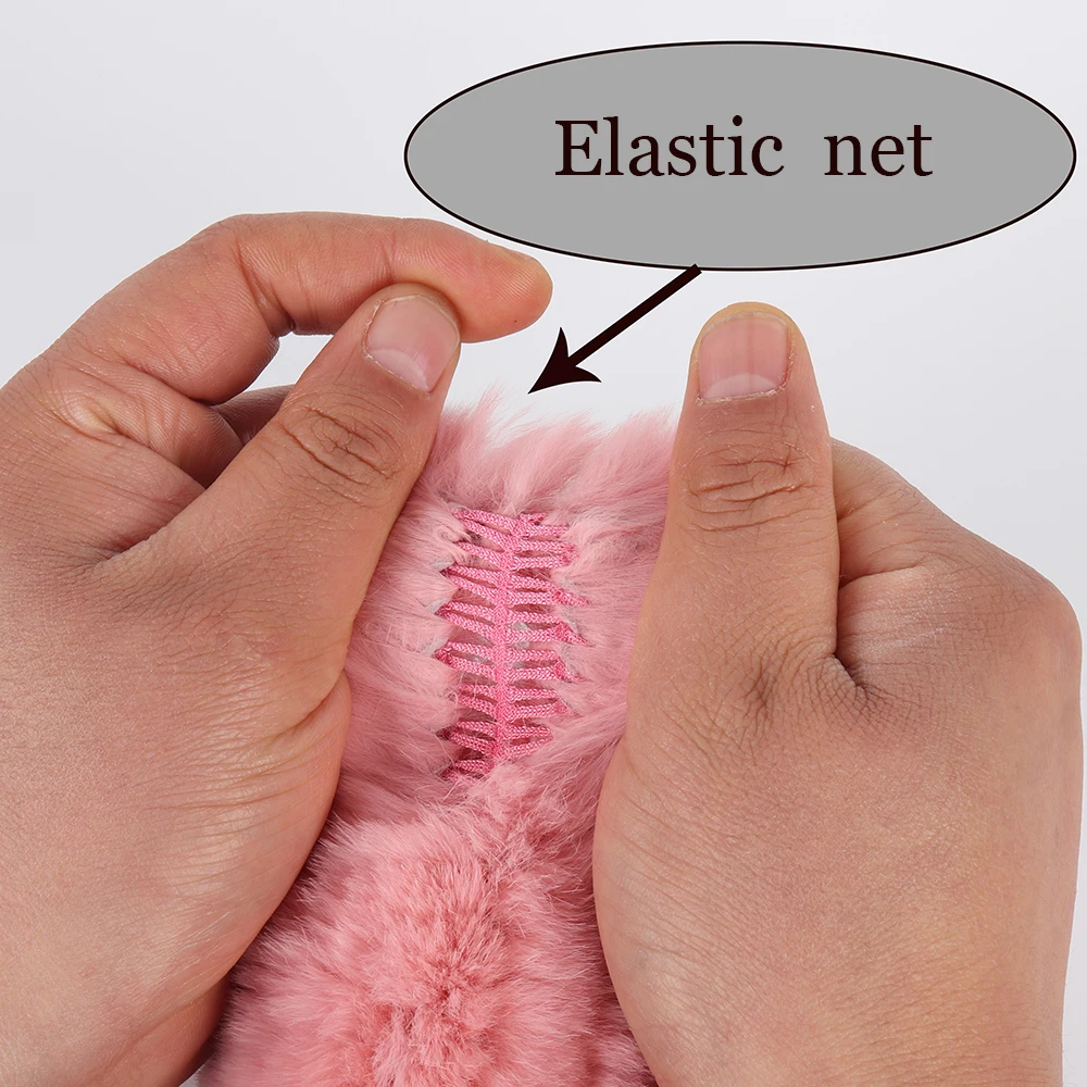 

New Women 100% Real Genuine Knitted Rex Rabbit Fur Mittens Winter Warm Lady Real Fur Fingerless Gloves Handmade Knit Fur Mitten