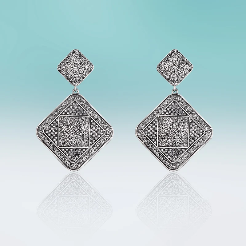 Новые ретро большие квадратные Висячие серьги высокого качества из цинкового