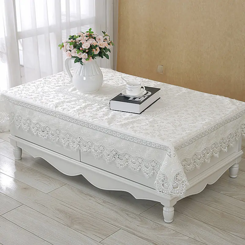 Скатерть кружевная с вышивкой CK078 роскошная льняная скатерть молочного цвета