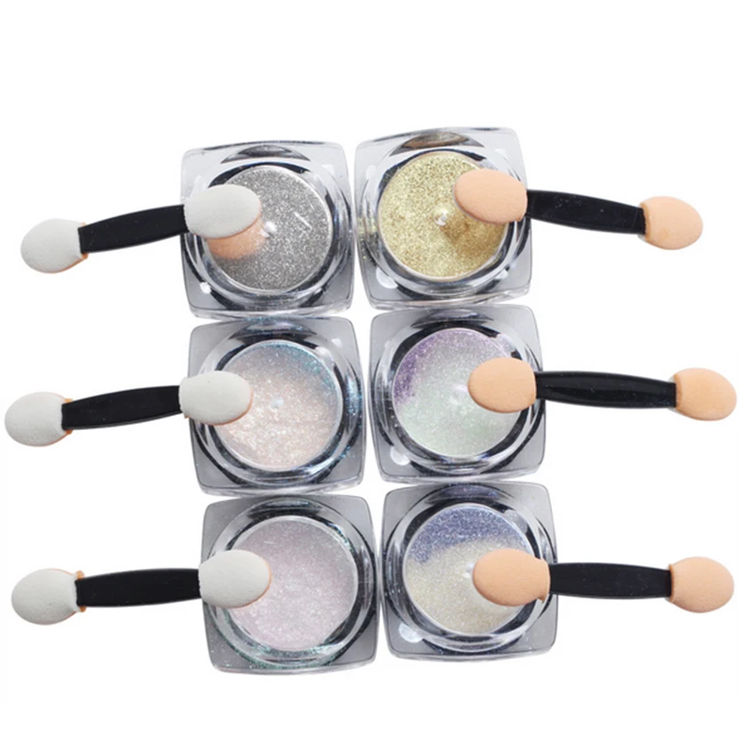 6 Bottles/set Magic Mirror Powder With Brush Ultrafine Aluminium Chrome Pigment Nail Glitters Sequins DIY Decoration Tools | Красота и