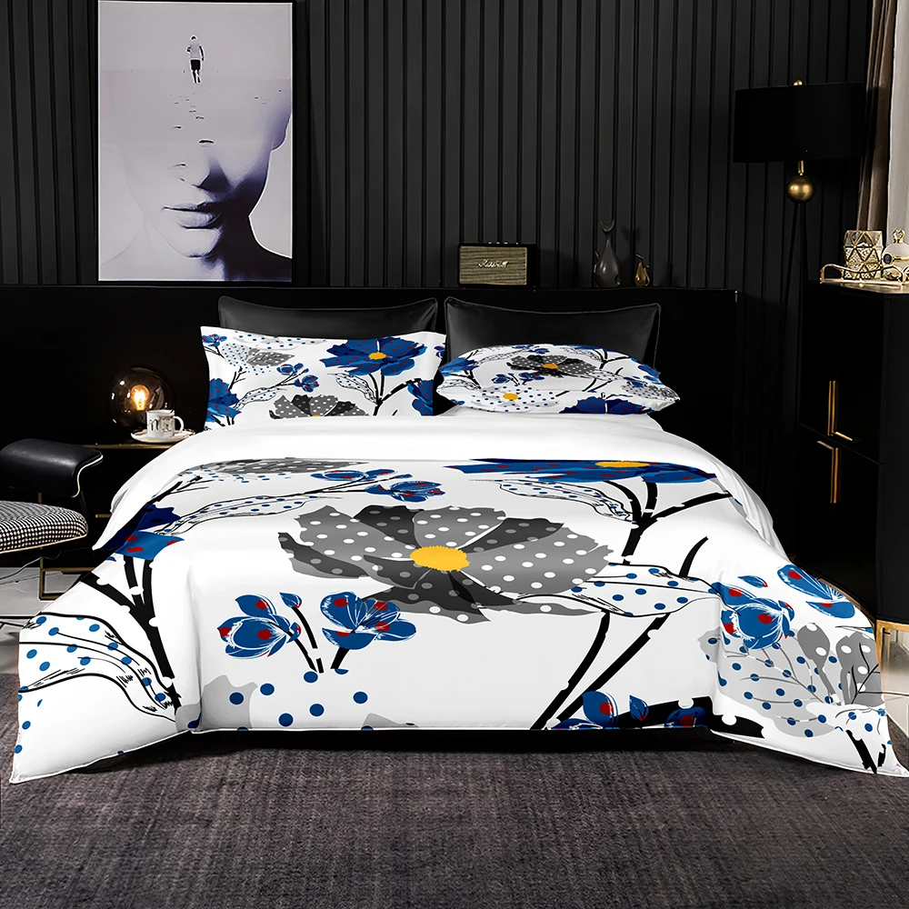 Light Green Bedding Set 2/3Pcs Premium Duvet Cover with Pillowcase Tropical Leaves Print for Queen King Full Size | Дом и сад