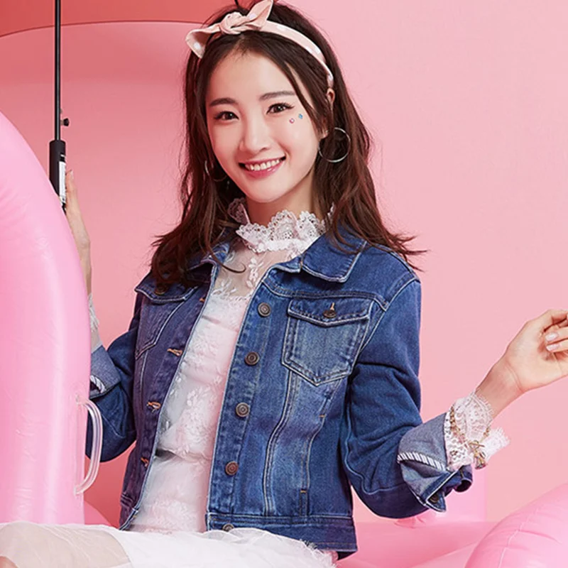 Трендовые товары 2018 джинсовая куртка весеннее пальто женское с длинным рукавом