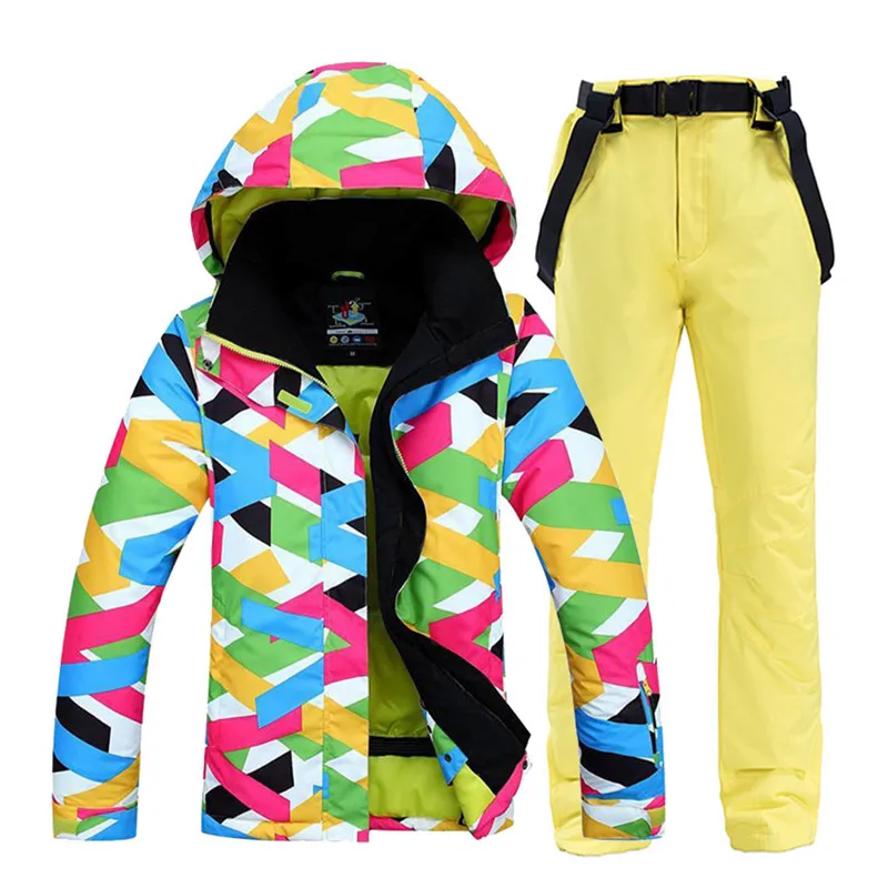 Недорогой Яркий Женский костюм для сноуборда водонепроницаемые ветрозащитные