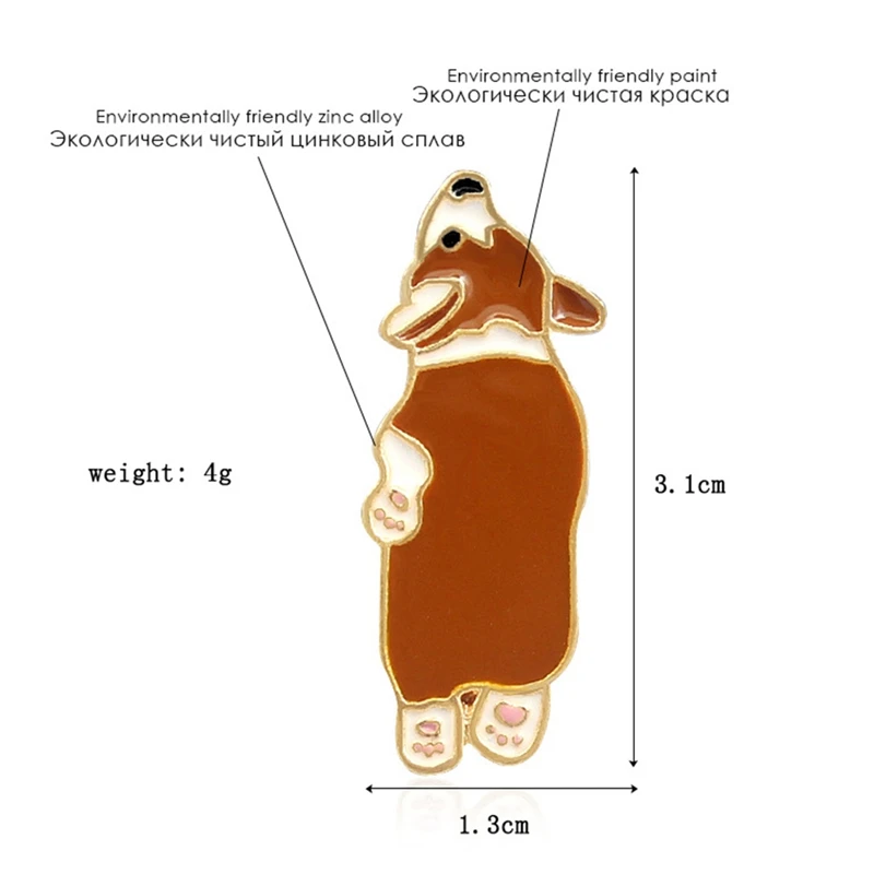 Мультфильм животное Броши корги Женская Брошь эмаль на булавке рюкзак шлем для