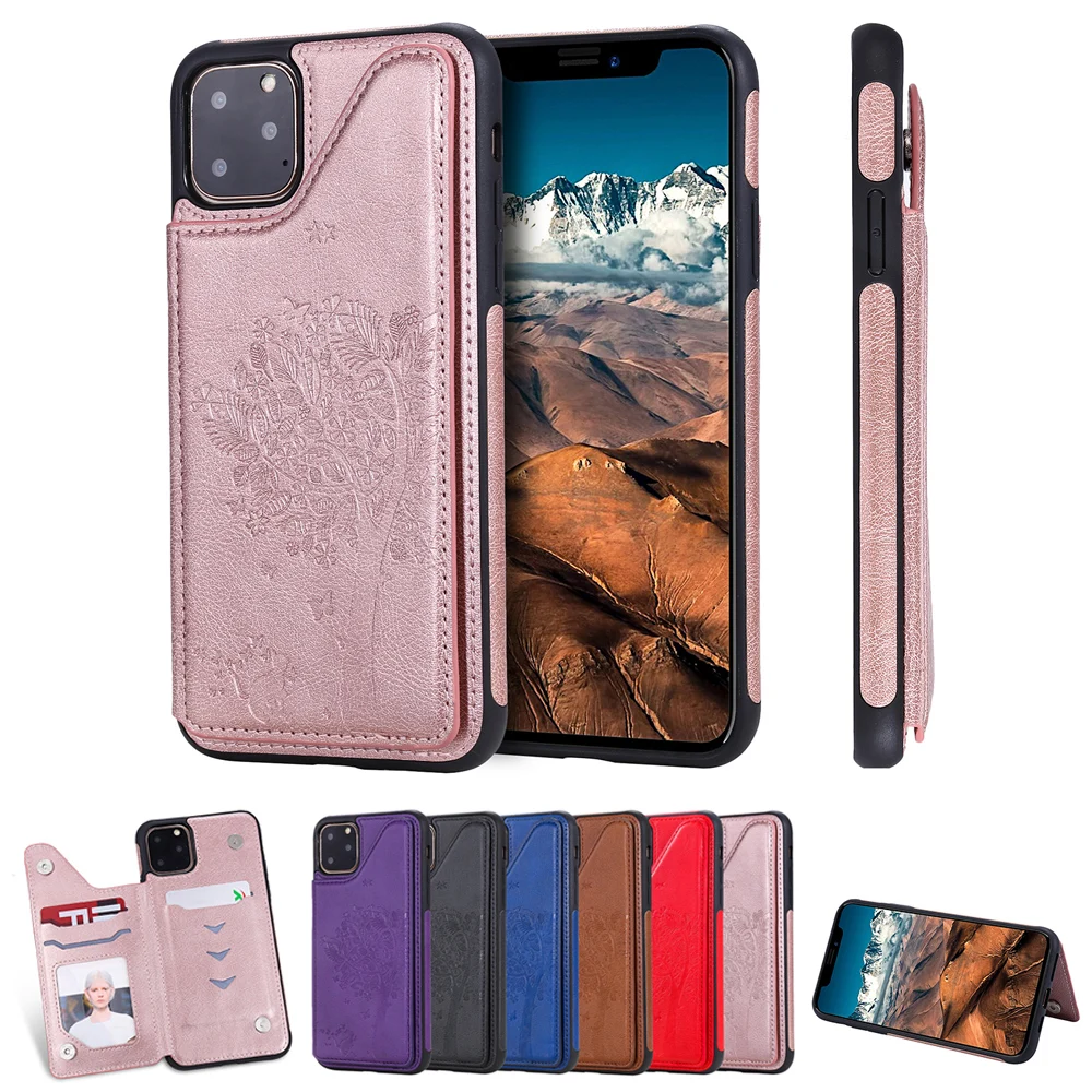 Кожаный ударопрочный чехол с отделением для карт iPhone 11 Pro Max 6 6S 7 8 Plus X XR XS фоторамка