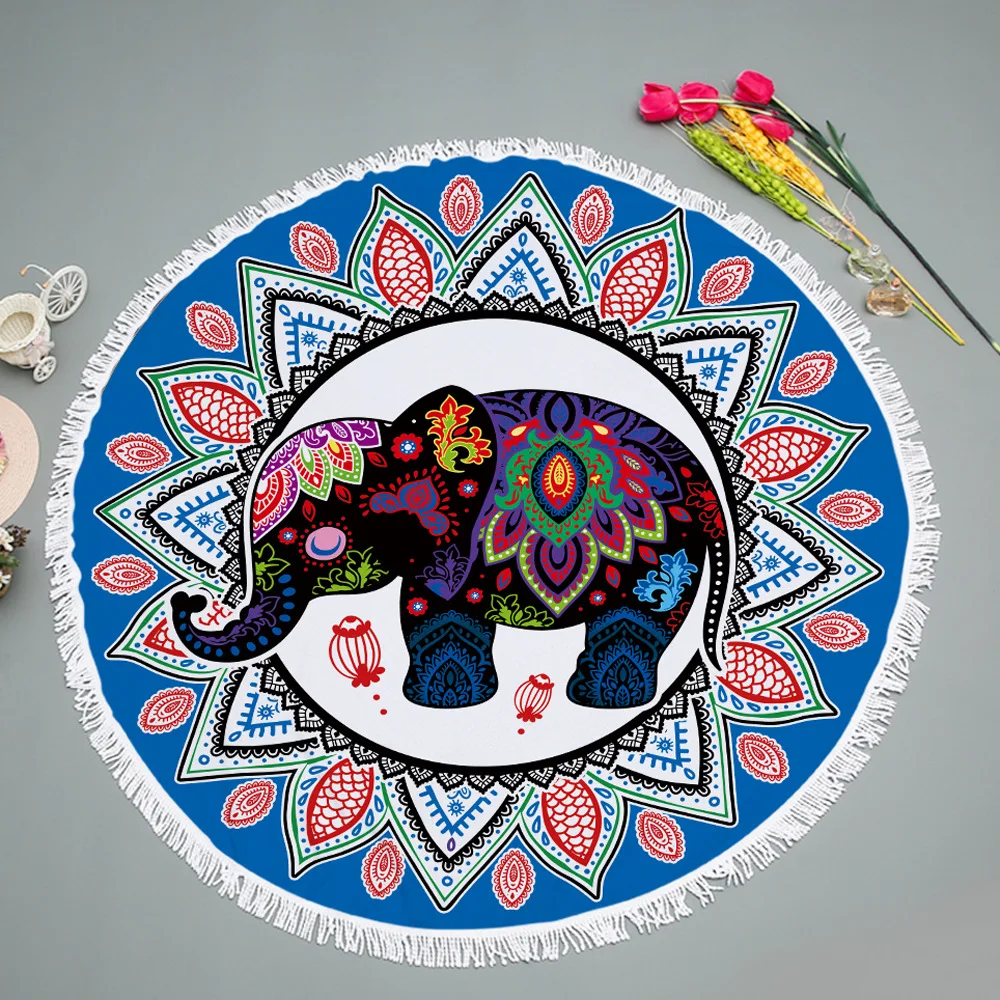 

Round Elephant Print Beach Towel Women Robes Bath Wearable Towel Dress Womens Lady Fast Drying Spa Magical Nightwear YJ-0066