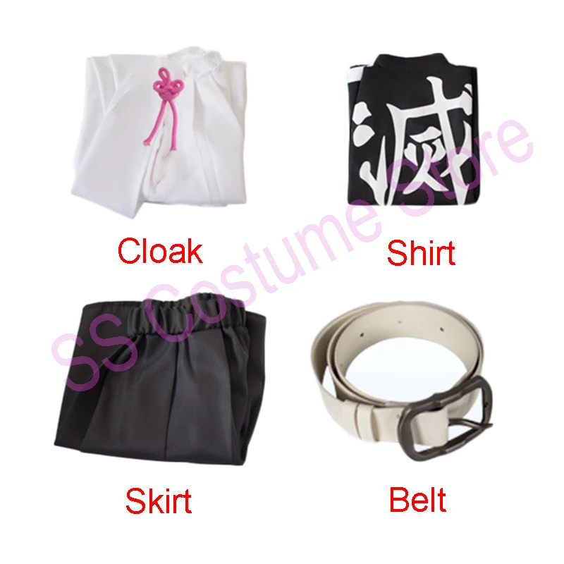 

Anime Demon Slayer: Kimetsu no Yaiba Tsuyuri Kanawo Cosplay Costume Women Girl Costume Pleated Skirt Cloak Butterfly Hairpin Wig