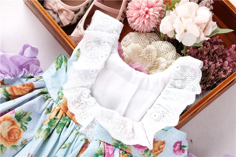 Испанское платье для маленьких девочек винтажная одежда с цветочным принтом и