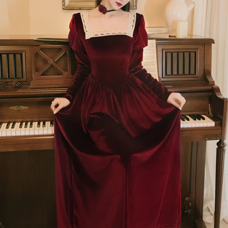 Женское винтажное платье макси WAVSIYIERV модельное элегантное в стиле пэчворк с