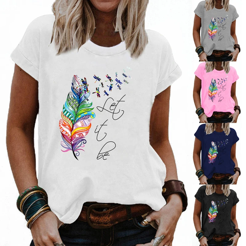 

Женские повседневные рубашки и топы, летние свободные рубашки с круглым вырезом и коротким рукавом, размера плюс