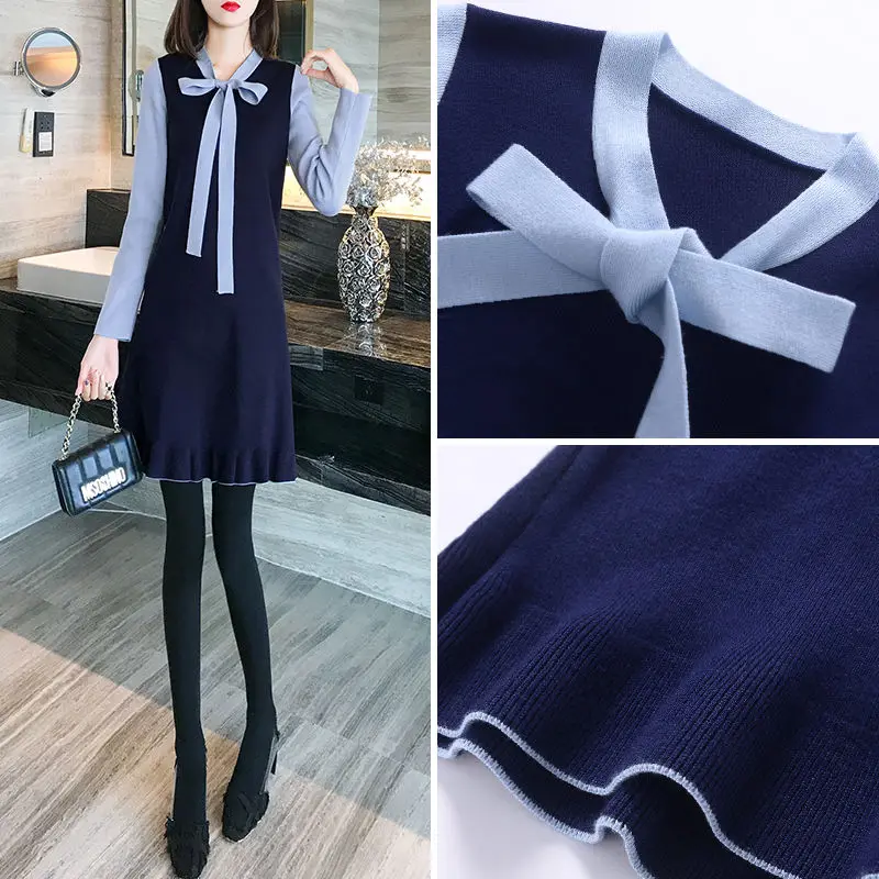 

2020 Spring Autumn Women Solid Bandage Dress Sexy Knitted Short Dress Casual Long Sleeve Elegant Mini A-Line Dresses G22