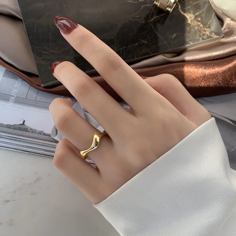 

Simple zircon ring two piece set personality cool wind fashion atmosphere index finger ring girl