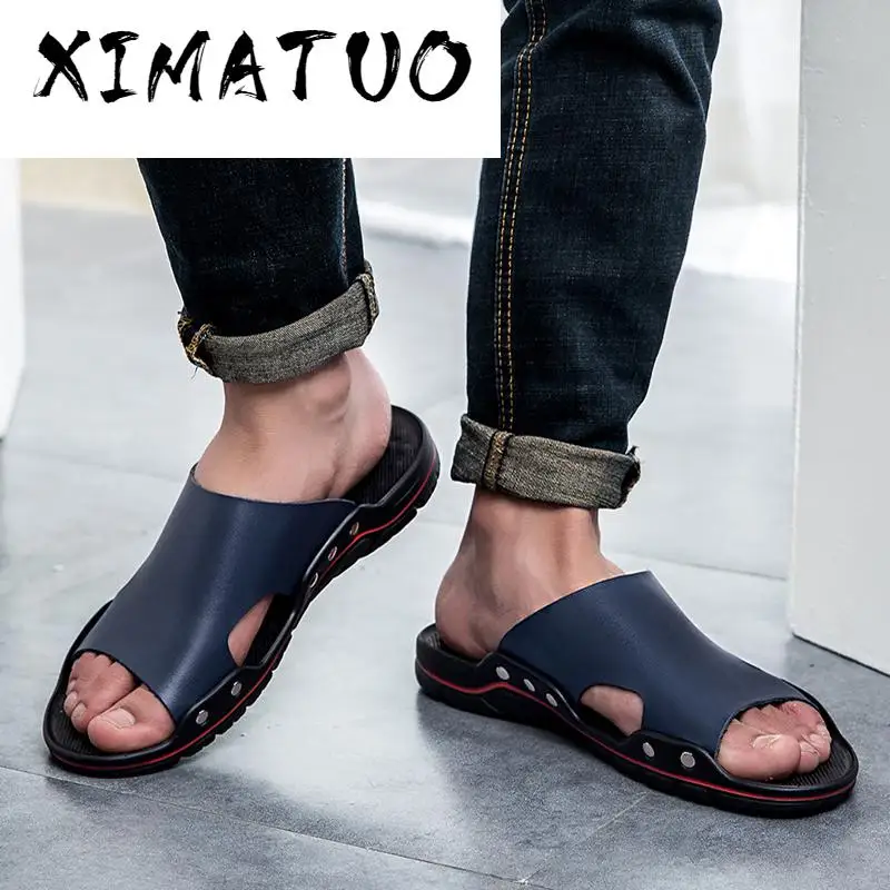 Брендовые летние мужские шлепанцы Сандалии на плоской подошве Повседневные