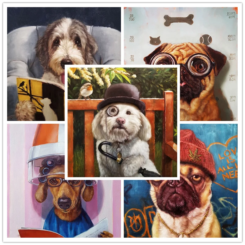 

5D Diy Diamond Painting Dog Full Square Diamond Round Embroidery Funny Animal Pets Diamond Mosaic Handicraft Home Decoration