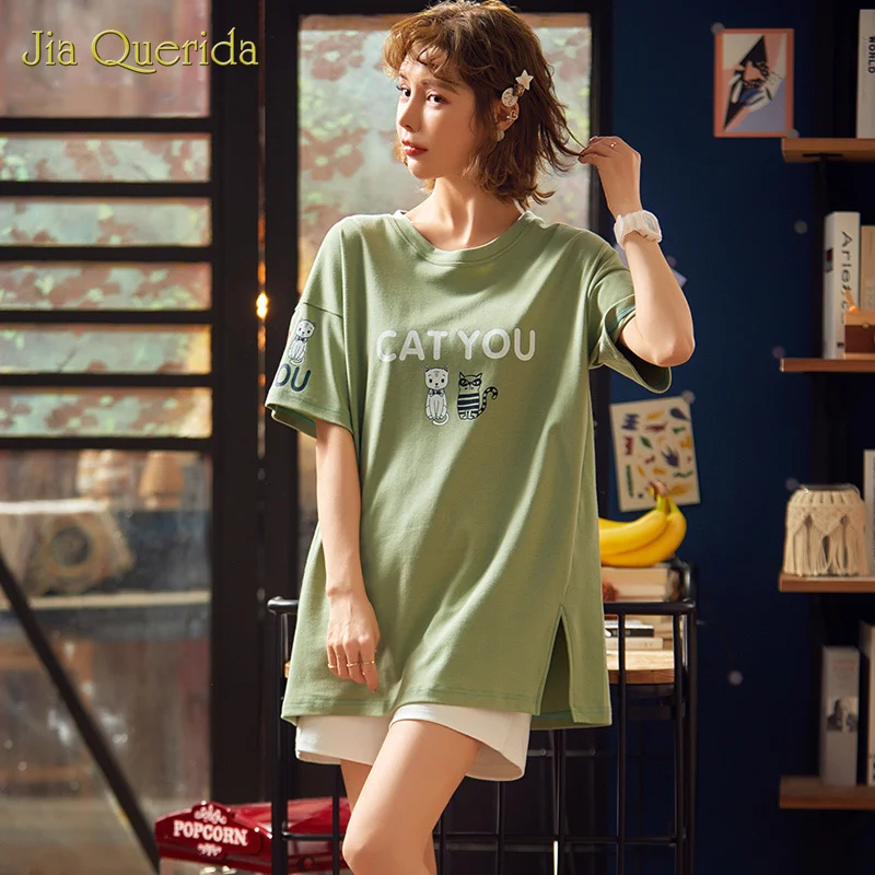 Новинка домашняя одежда пижама с принтом короткий рукав короткие штаны принт