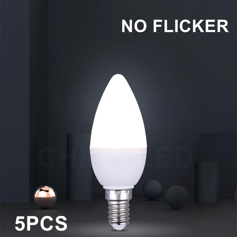 

5PCS LED E14 E27 Candle Bulb 7W 9W Lampada LED Lamp Indoor Light AC220V LED Chandelier Warm Cold White For Home Decoration