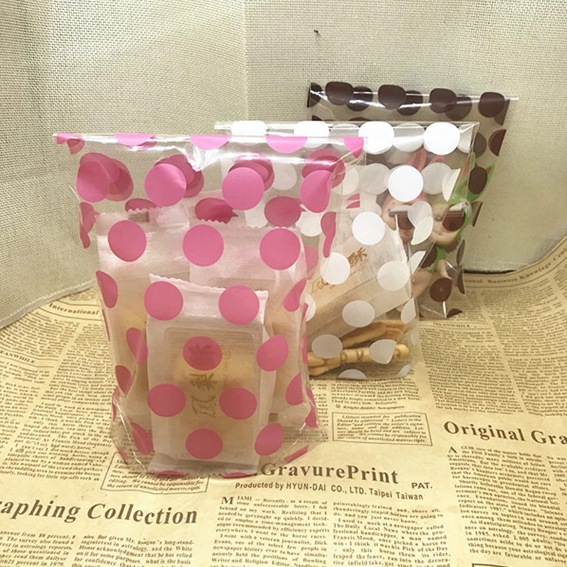 100 шт в горошек принтованные конфеты подарочные пакеты пластиковые Подарочные