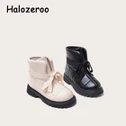 Зимние детские зимние ботинки, водонепроницаемая обувь для маленьких девочек, детские кожаные ботинки без застежек, теплые модные ботинки для мальчиков, мягкая Брендовая обувь