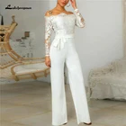 Свадебный комбинезон с длинным рукавом 2022 Свадебные платья с открытыми плечами комбинезон для невесты для приема Свадебные брючные костюмы Vestido De Noiva