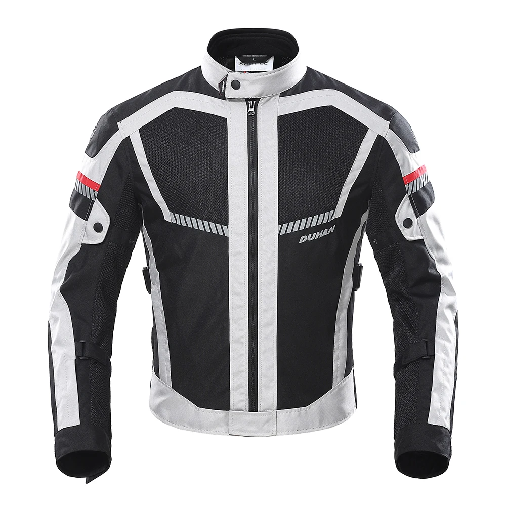 Gray Jacket DUHAN мотоциклетная куртка мужская мотоциклетная куртка мотоциклетная Защитная Экипировка дышащая сетка Светоотражающие летние штаны для мотокросса - Цвет: Gray Jacket