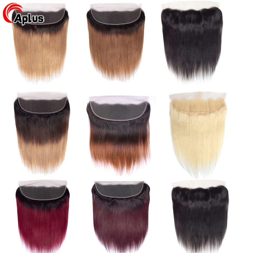 Aplus Ombre Brazilian Straight Lace Frontal Closure 613Blonde Ear To Ear Frontal With Baby Hair 613 Burgundy 99J Remy Human Hair