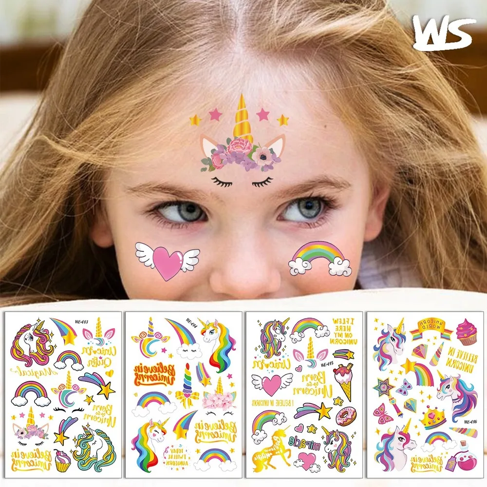 Тату наклейка с динозавром единорогом русалочкой детская Временная бронзовая