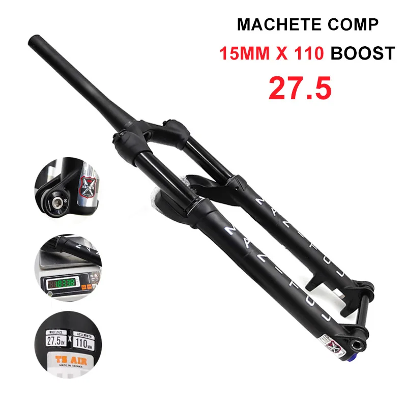 

Передняя вилка для горного велосипеда, 15x110 мм, Machete comp 27,5, подвеска вилки, новинка 2021, воздушные вилки, гладкая конусная трубка, матовый черны...