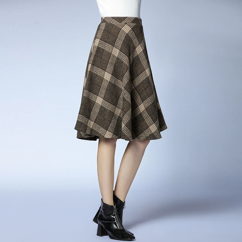 Женская шерстяная юбка в клетку EC.MS эластичная роскошная женская элегантная
