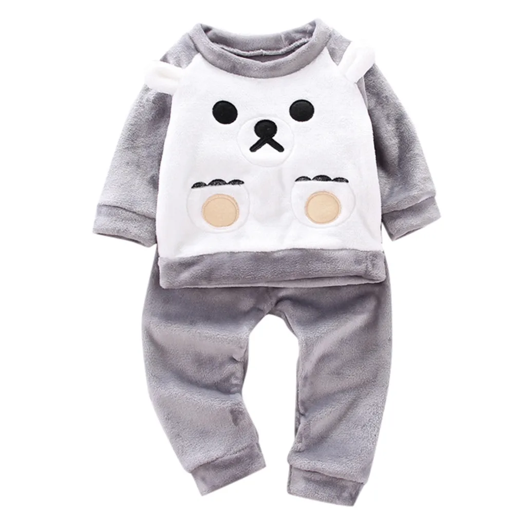 Комплект зимней одежды для маленьких мальчиков и девочек пушистая пижама с