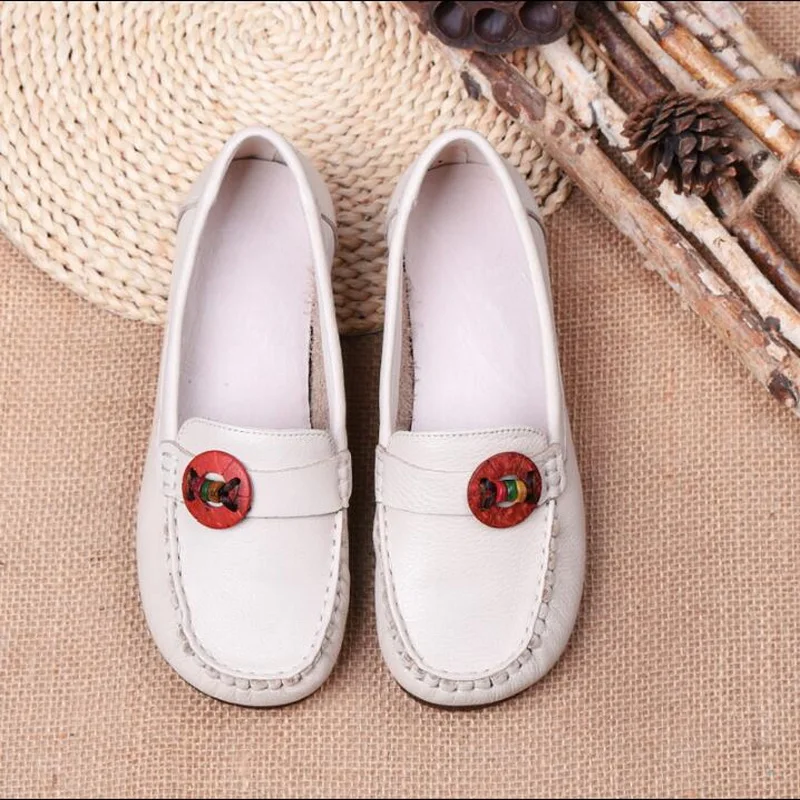 2020 Women Shoes Handmade Loafers Women Flats Genuine Leather Shoes Flat Women Moccasins Soft Bottom Ladies Shoes Plus Size 41