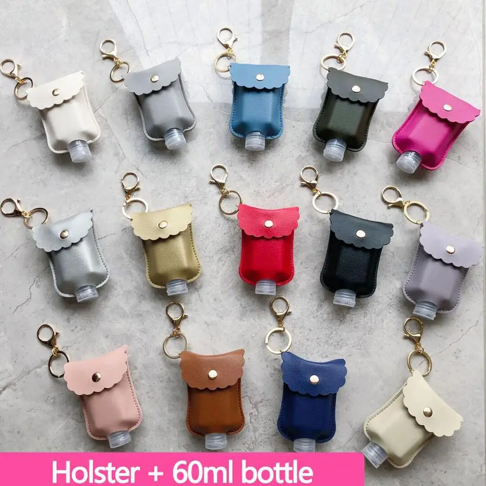 

Дезинфицирующее средство для рук, кожаный держатель для ключей, дорожная бутылка, многоразовые контейнеры 60 мл, многоразовые бутылки с отки...