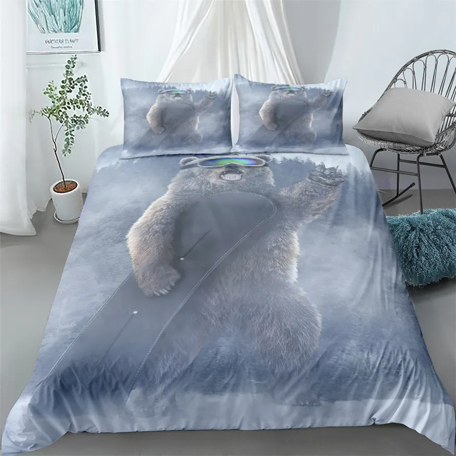 Комплект постельного белья с 3d-изображением медведя 3 шт. пододеяльник