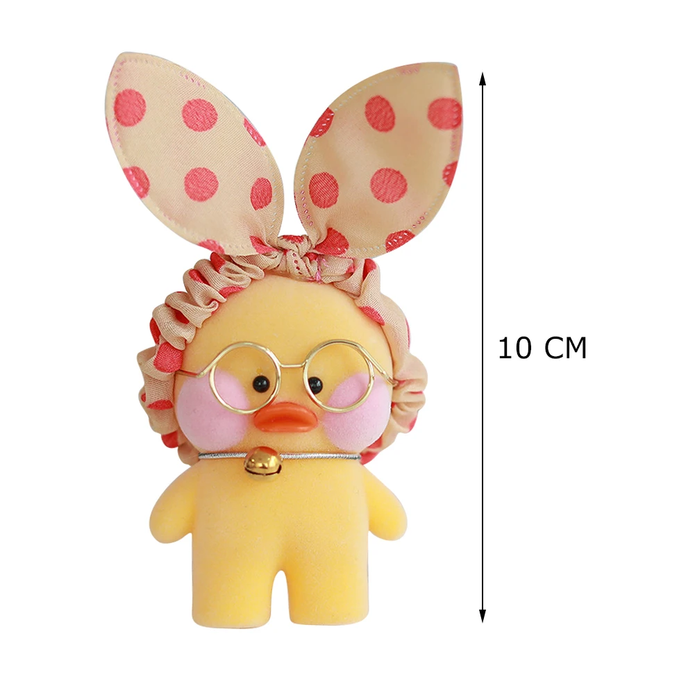 

10cm Hyaluronic Acid Little Yellow Duck Doll Car Keychain Creative Bells Cute Schoolbag Pendant Jewelry Polka Dot Bow Soft Toys