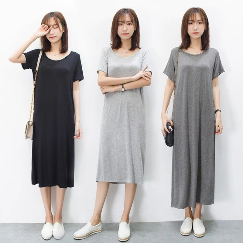 

night shirt Loose women long Solid girls nightwear nightdress modal cotton sleepshirt summer dress new arrival 2020