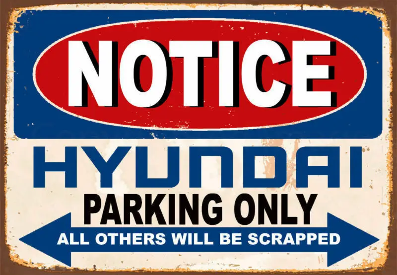 

Объявление HYUNDAI, только парковка, металлический жестяной знак, плакат, настенный налет