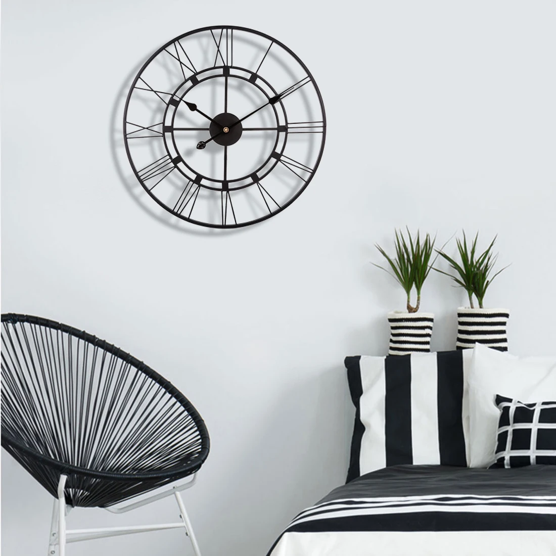 Популярные 60 см 3D железные римские часы с римскими цифрами тихие большие