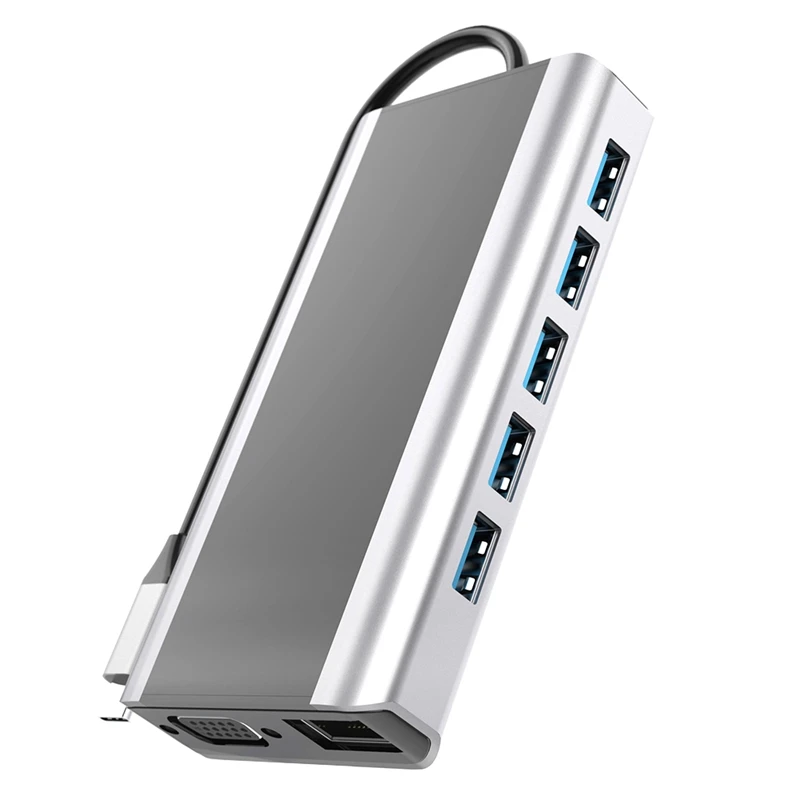 

Док-станция типа C 13 в 1, 10 Вт, USB 3,0, PD, HDMI, VGA