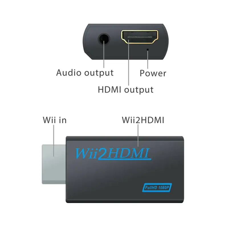 For Wii To HDMI Scaler Adapter HD Video Converter Box1080P 3.5mm Audio PC HDTV Monitor Display | Электроника
