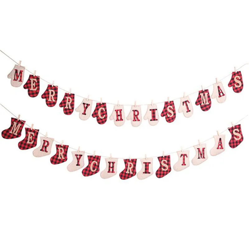 Рождественские украшения перчатки носки тянущиеся флажки сделай сам окно камин