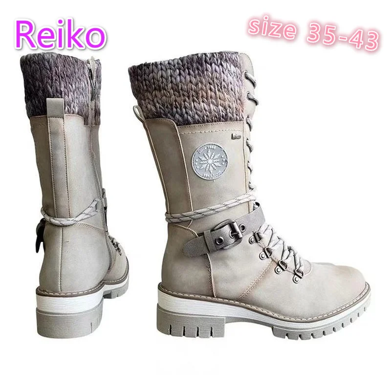 

Women's Martin boots 2021 autumn and winter lace-up medium tube thick heel round toe women's knight boots tube boots black White