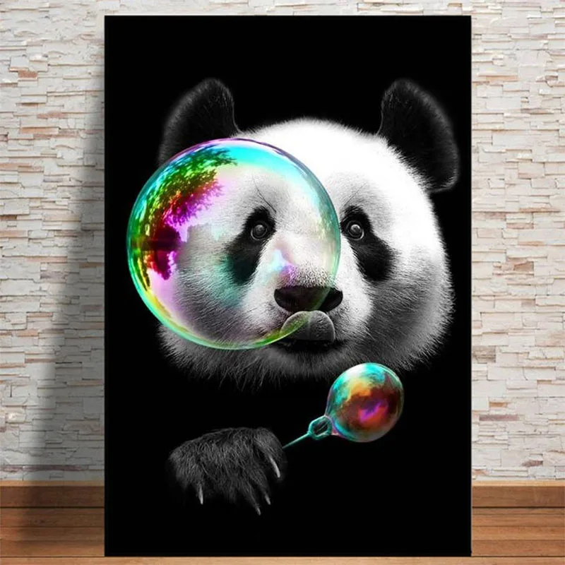 

Lovely Panda Canvas Art Posters and Prints Animals Canvas Paintings on The Wall Art Cartoon Pictures for Kids Room Wall Decor