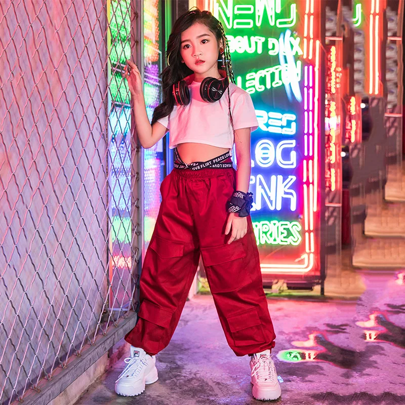 Модный танцевальный костюм для девочек наряд хип хоп и Рейв уличная танцевальная