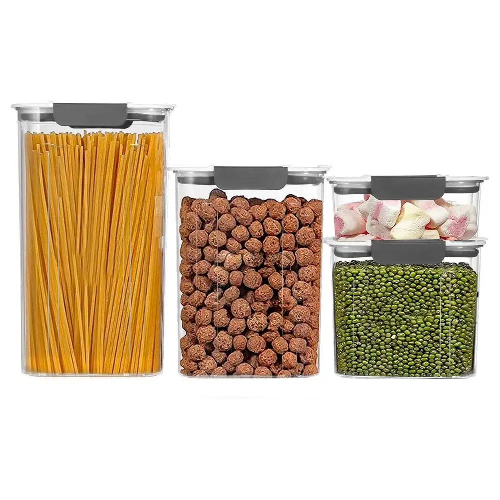 

4PCS Food Storage Containers Set Kitchen Dry Food Storage Jars Sealing Airtight Canister Spaghetti Cereal Storage Can