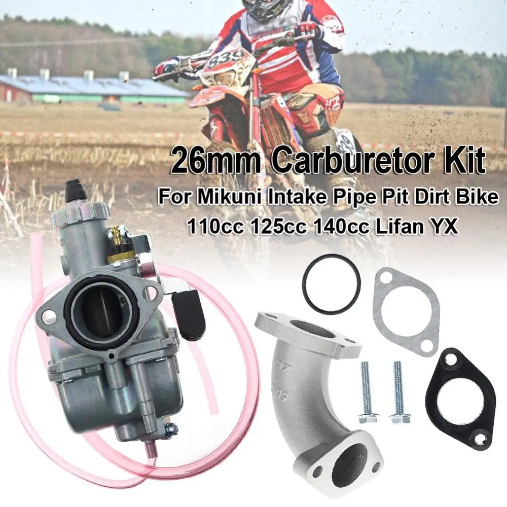 Комплект карбюратора VM22 26 мм подходит для впускной трубы Mikuni Pit Dirt Bike 110cc 125cc 140cc Lifan