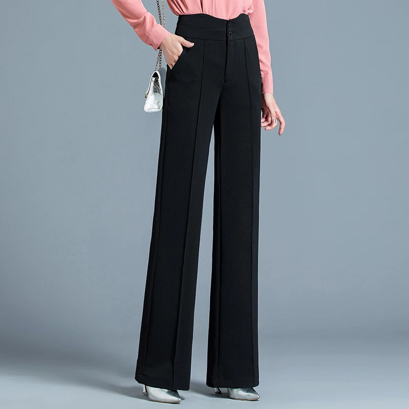 Spring wide-leg pants women's high waist 2020 new pants women's straight sense pants loose suit pants fall feeling female pants
