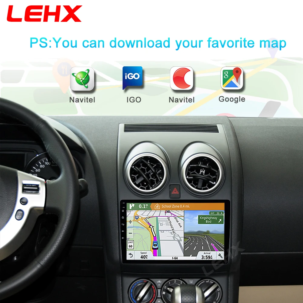LEHX 2 Din Android 8,1 Автомагнитола центральный мультимидиальный плеер навигация gps для Nissan Qashqai 1 J10 2006-2013 2G+ 32G Автомагнитола
