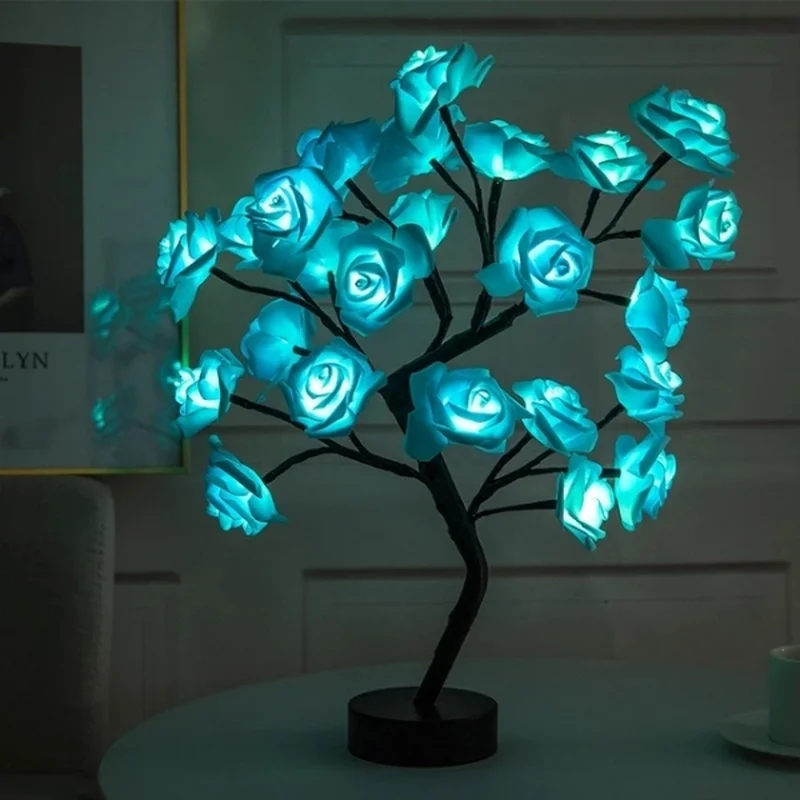 

Wedding Decoration for Home Valentines Day Gift Rose Flower Tree LED Night Light Party Garland Lamp Baby Shower Bedroom Decor