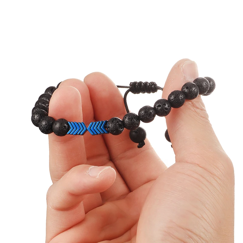 Модный лечебный браслет с бусинами и стрелками 8 мм натуральный черный оникс