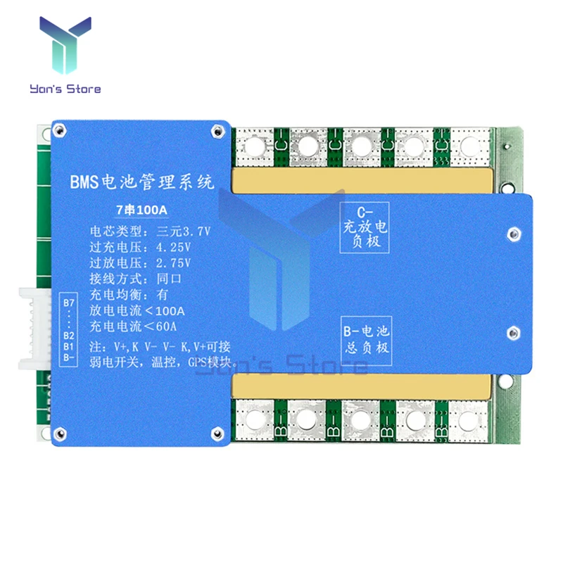 7 Series 24V Ternary 100A Lithium Battery Protection Board With Balanced Temperature Control Overcurrent Protection BMS PCB New images - 6