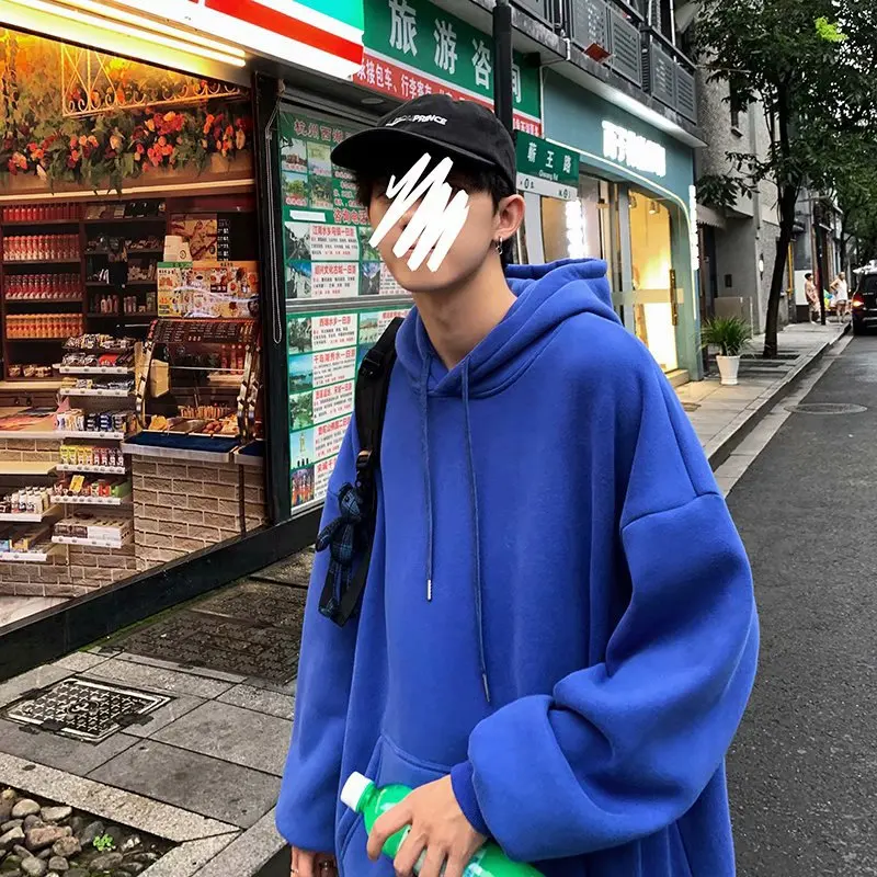 

Hoodies Harajuku Couples Fall And Winter Solid Color Thickened Casual Hooded Hoodie Loose Trend Is Versatile Hip Hop Joker